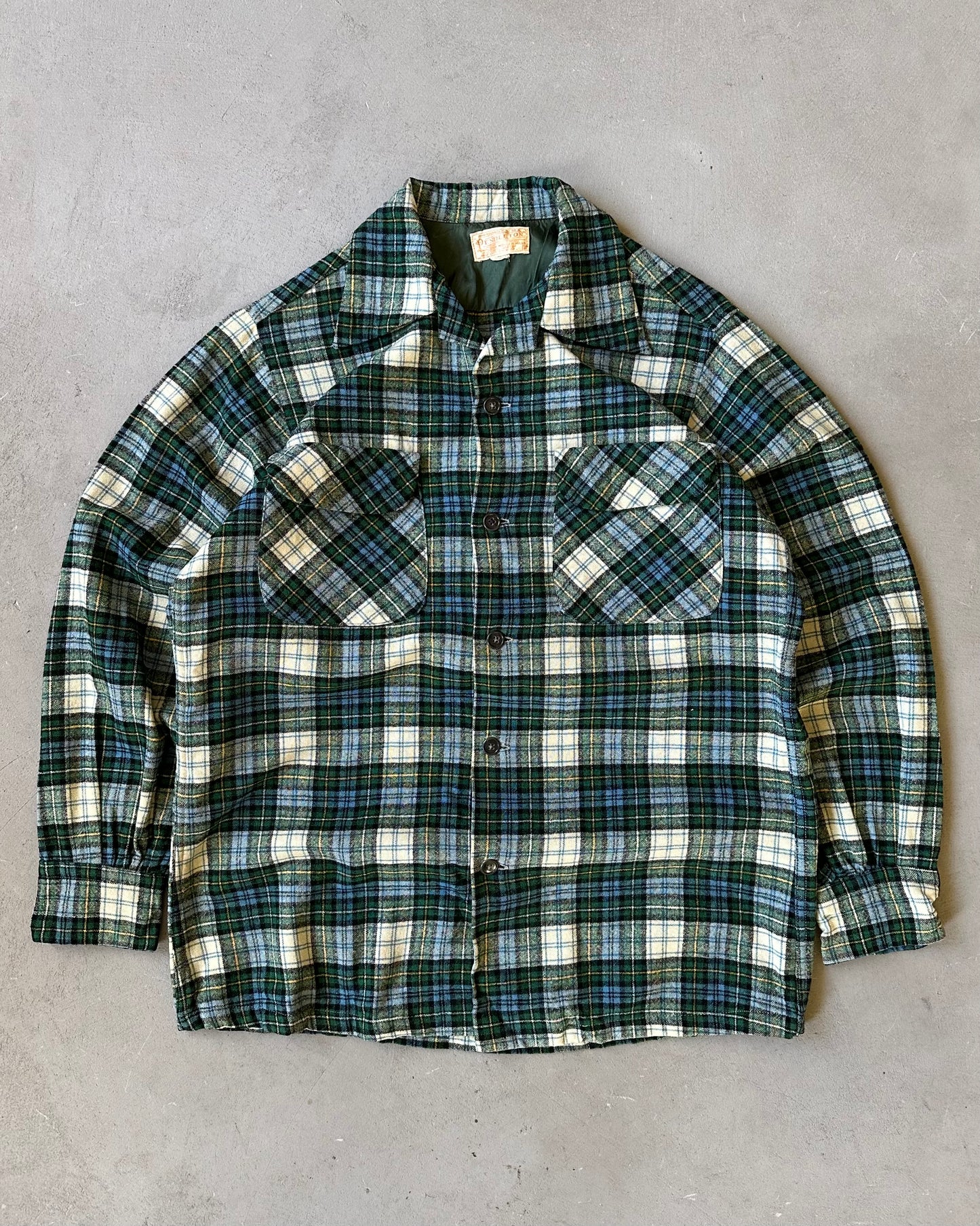 1950s - Green/Multi Pendleton Plaid Wool Board Shirt - S