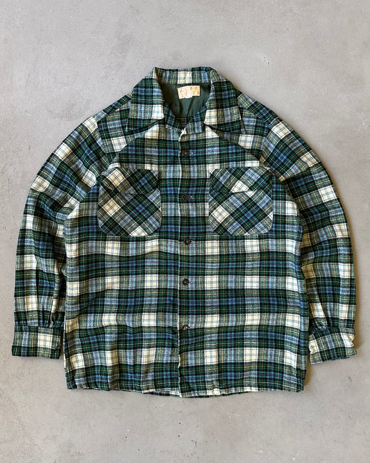 1950s - Green/Multi Pendleton Plaid Wool Board Shirt - S