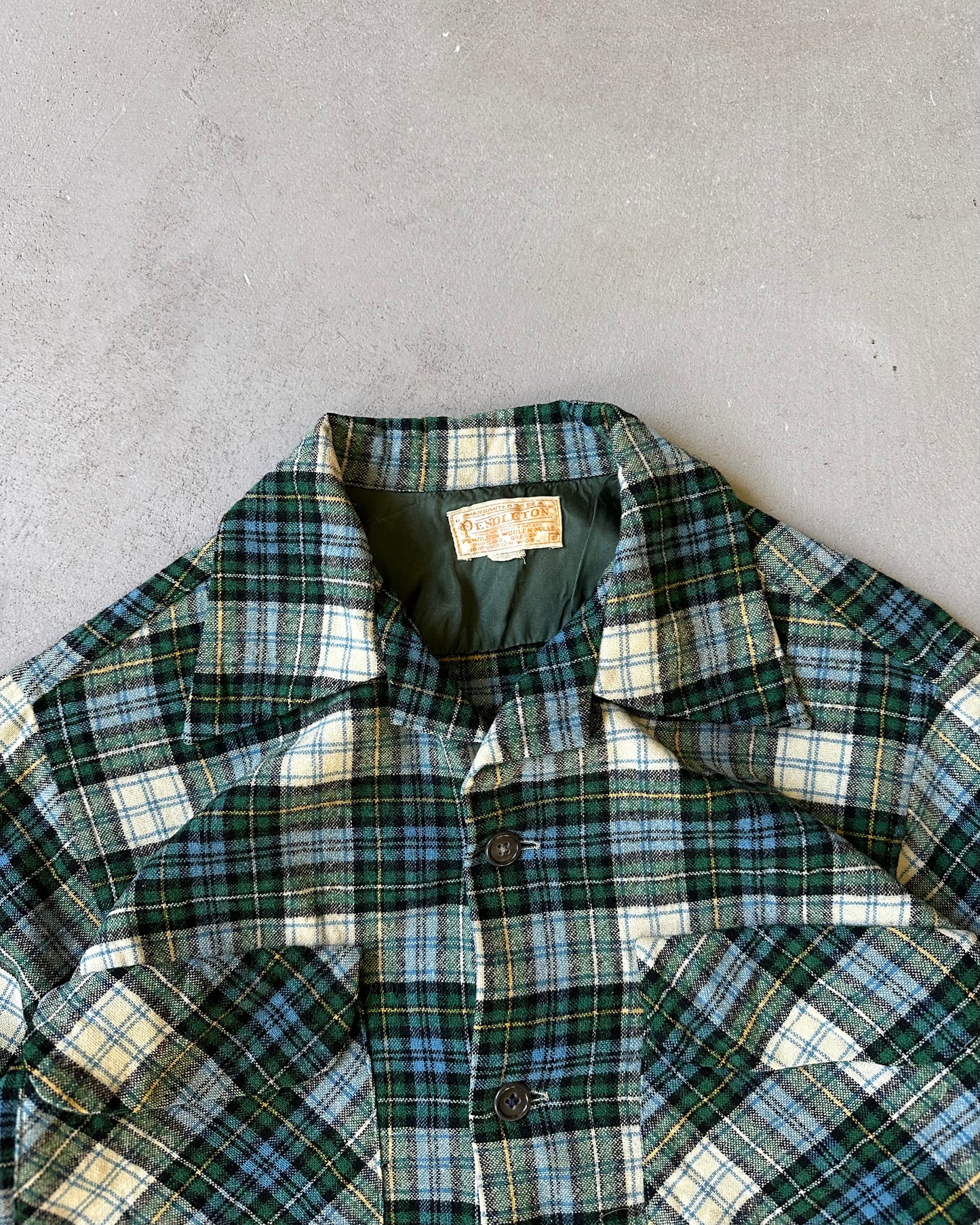 1950s - Green/Multi Pendleton Plaid Wool Board Shirt - S