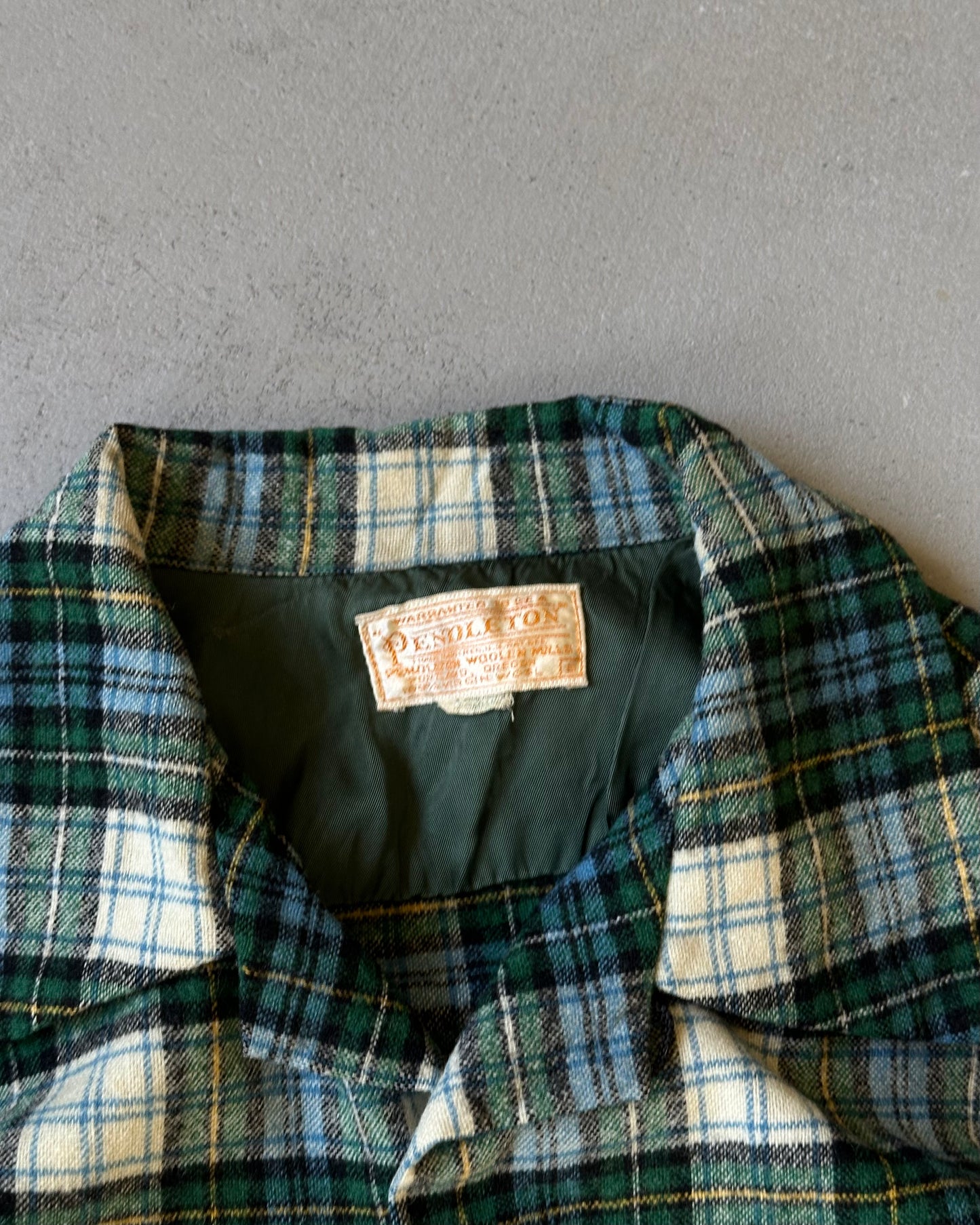 1950s - Green/Multi Pendleton Plaid Wool Board Shirt - S