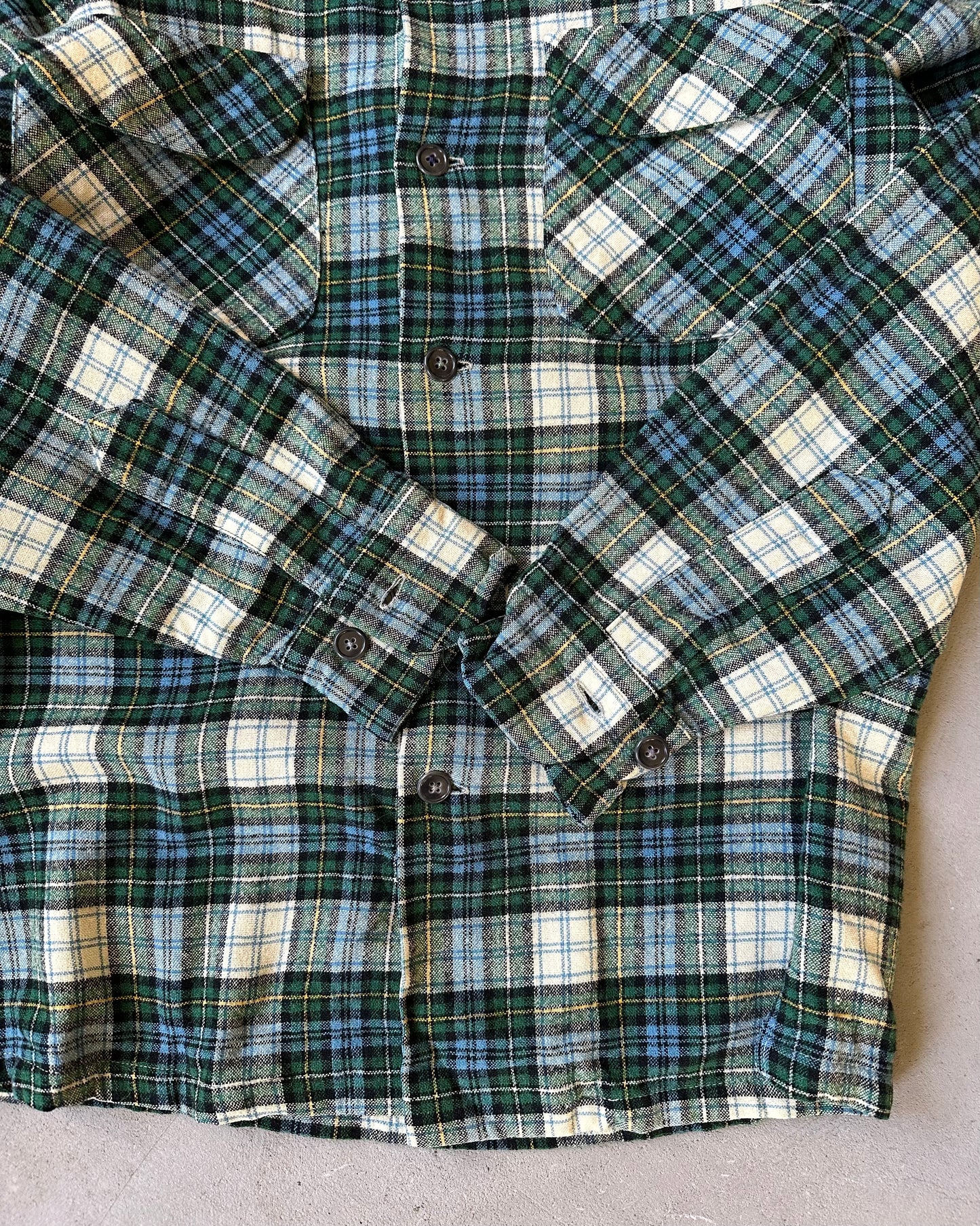 1950s - Green/Multi Pendleton Plaid Wool Board Shirt - S