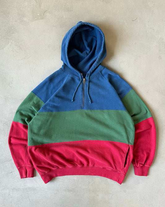 1990s - Blue/Green GAP Striped Hoodie - L