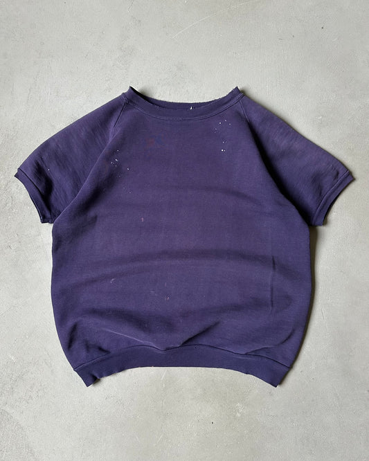 1960s - Distressed Purple Short Sleeves Sweatshirt - M