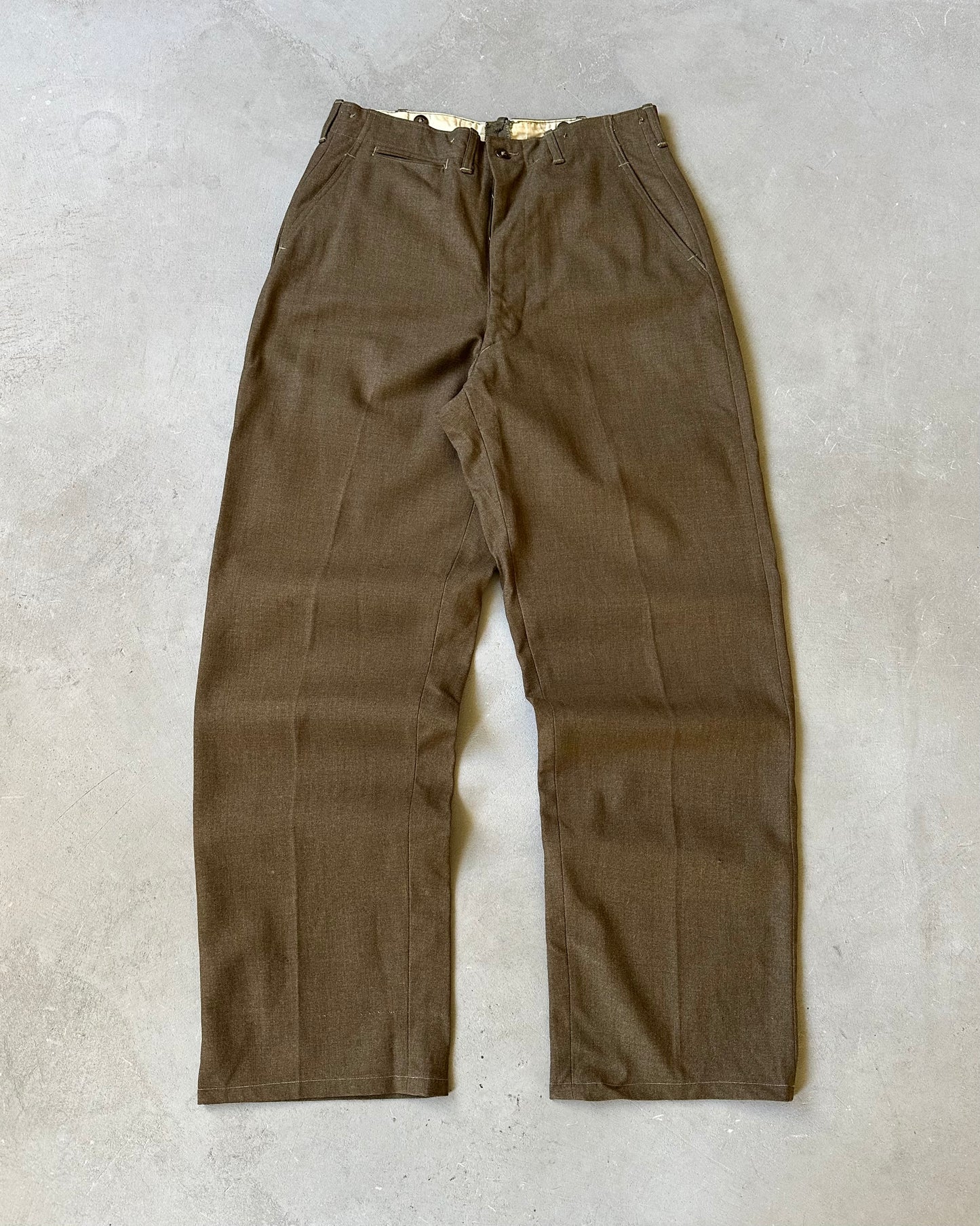 1940s - Brown Military Wool Trousers - 33x33