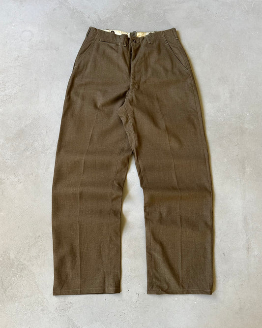 1940s - Brown Military Wool Trousers - 33x33