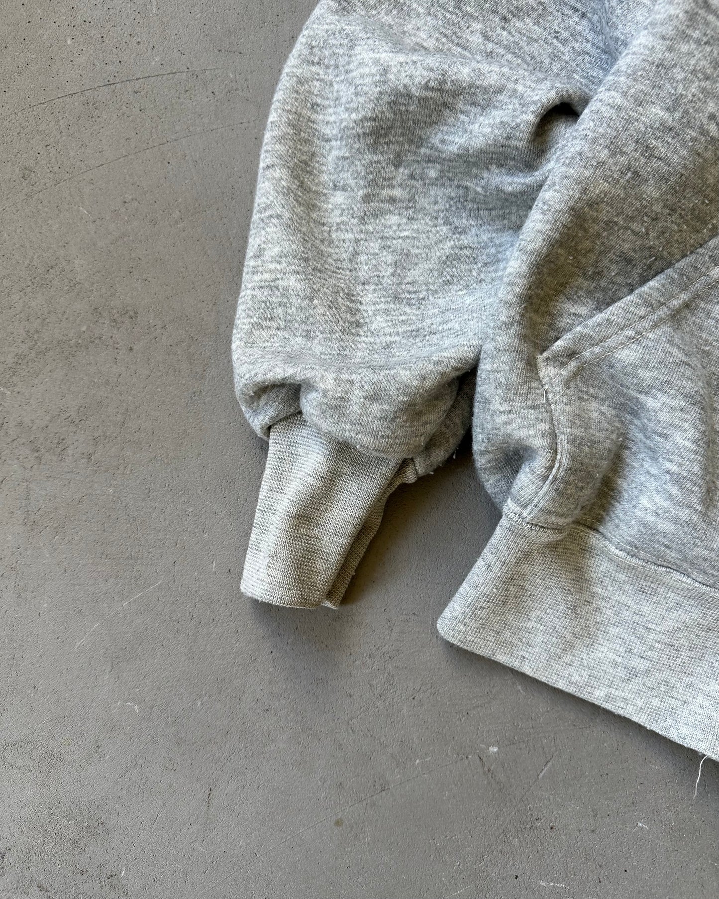 1980s - Heather Grey Thermal Zip Up Hoodie - XS