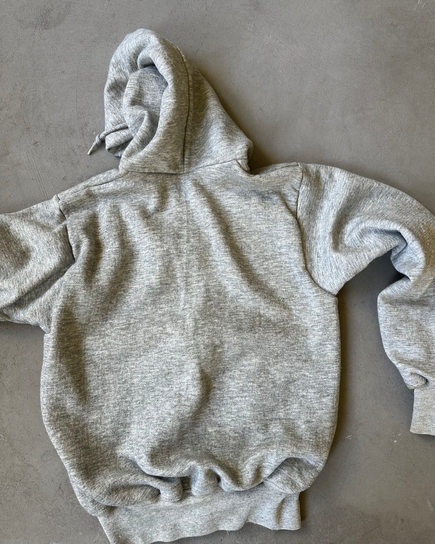 1980s - Heather Grey Thermal Zip Up Hoodie - XS