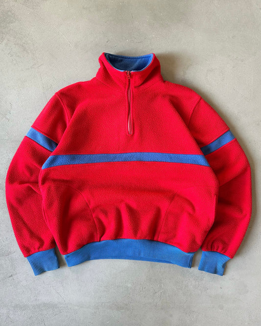 1990s - Red/Blue 1/4 Zip Fleece - M