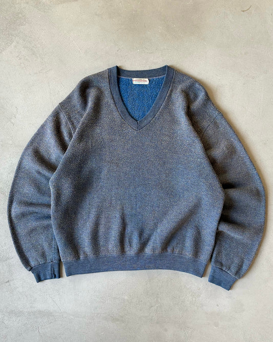 1980s - Blue Creslan V Crewneck - M/L