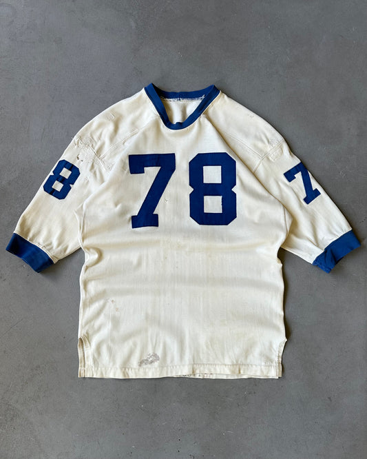 1960s - White/Blue 78 Repaired Jersey - XL