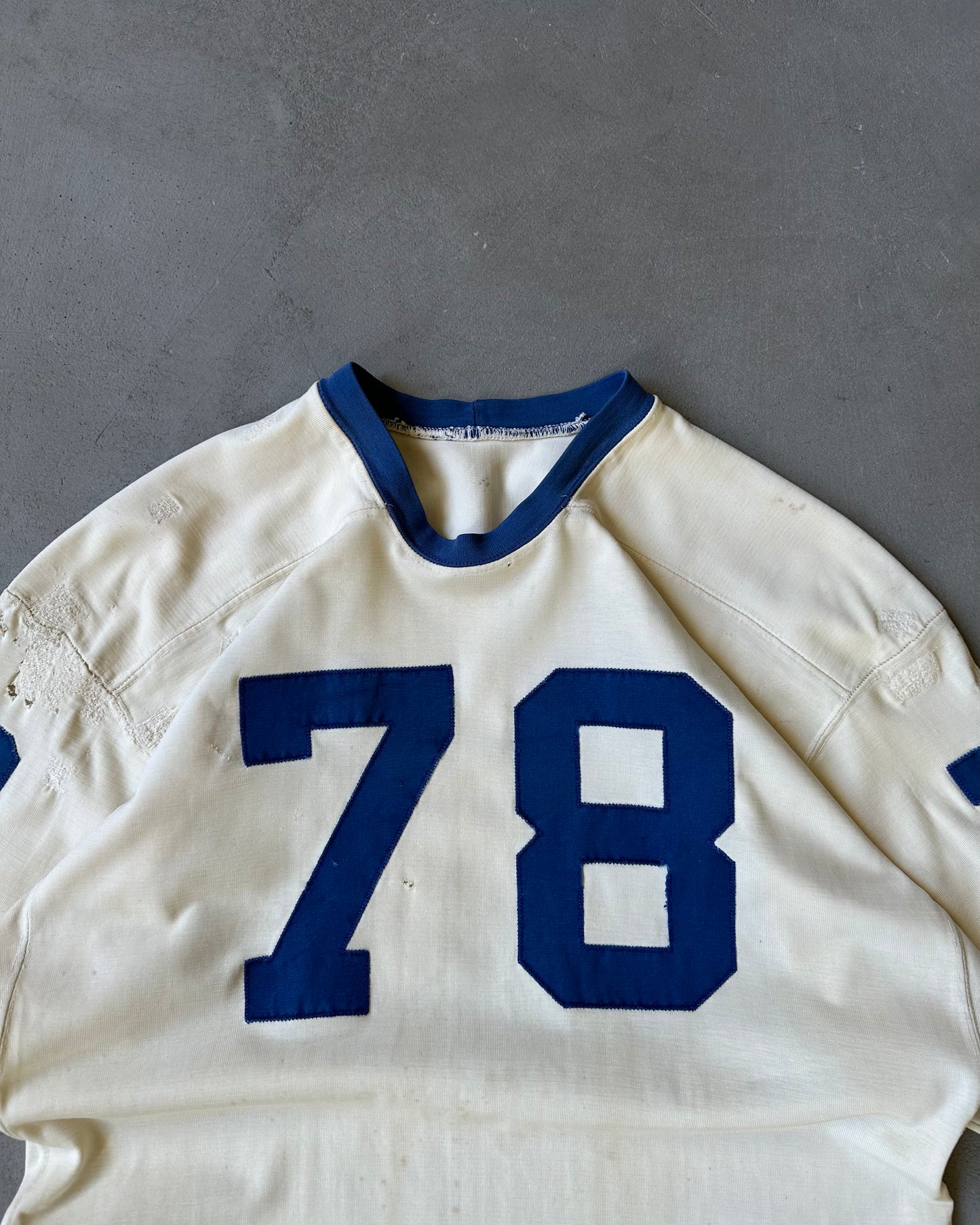 1960s - White/Blue 78 Repaired Jersey - XL