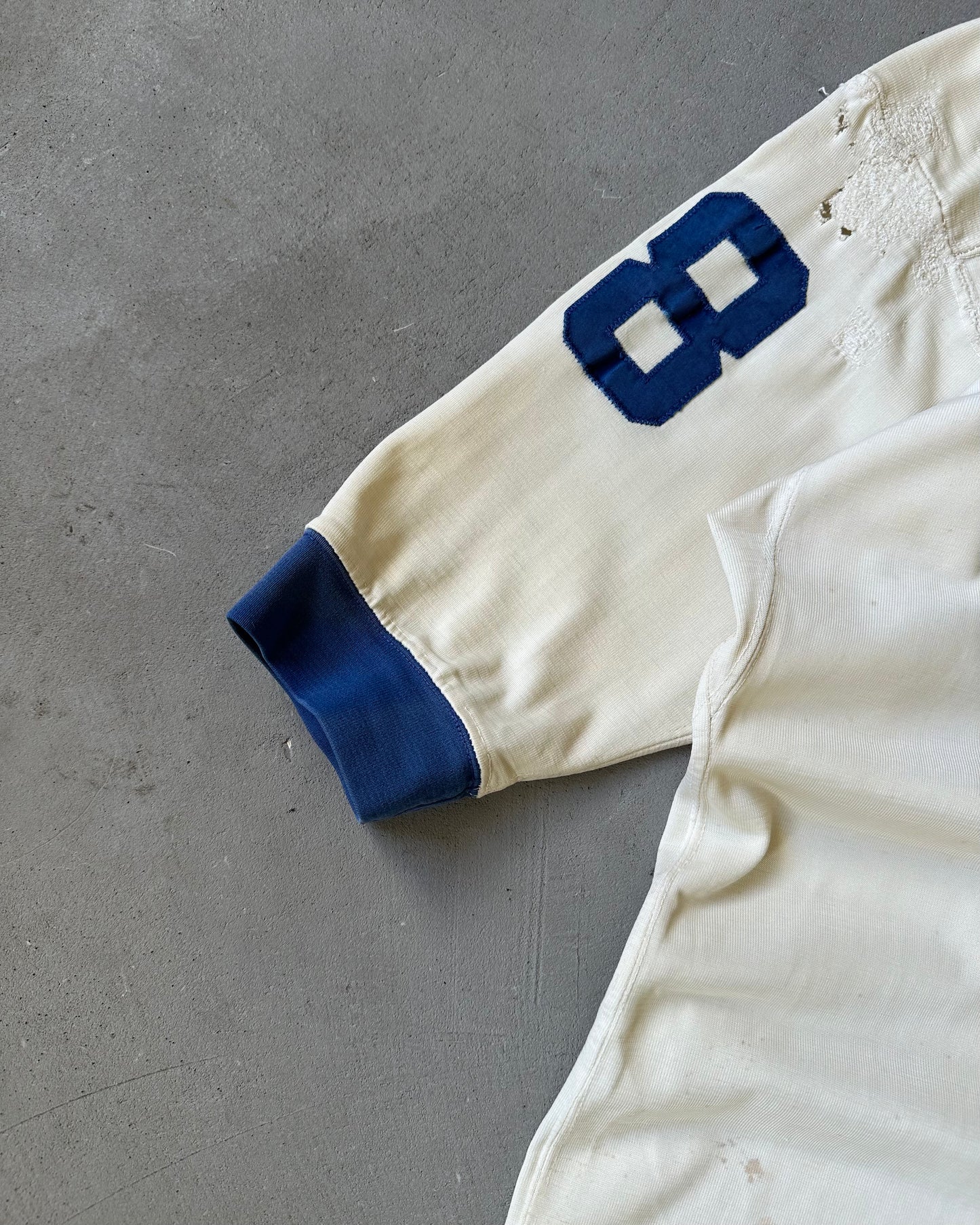 1960s - White/Blue 78 Repaired Jersey - XL