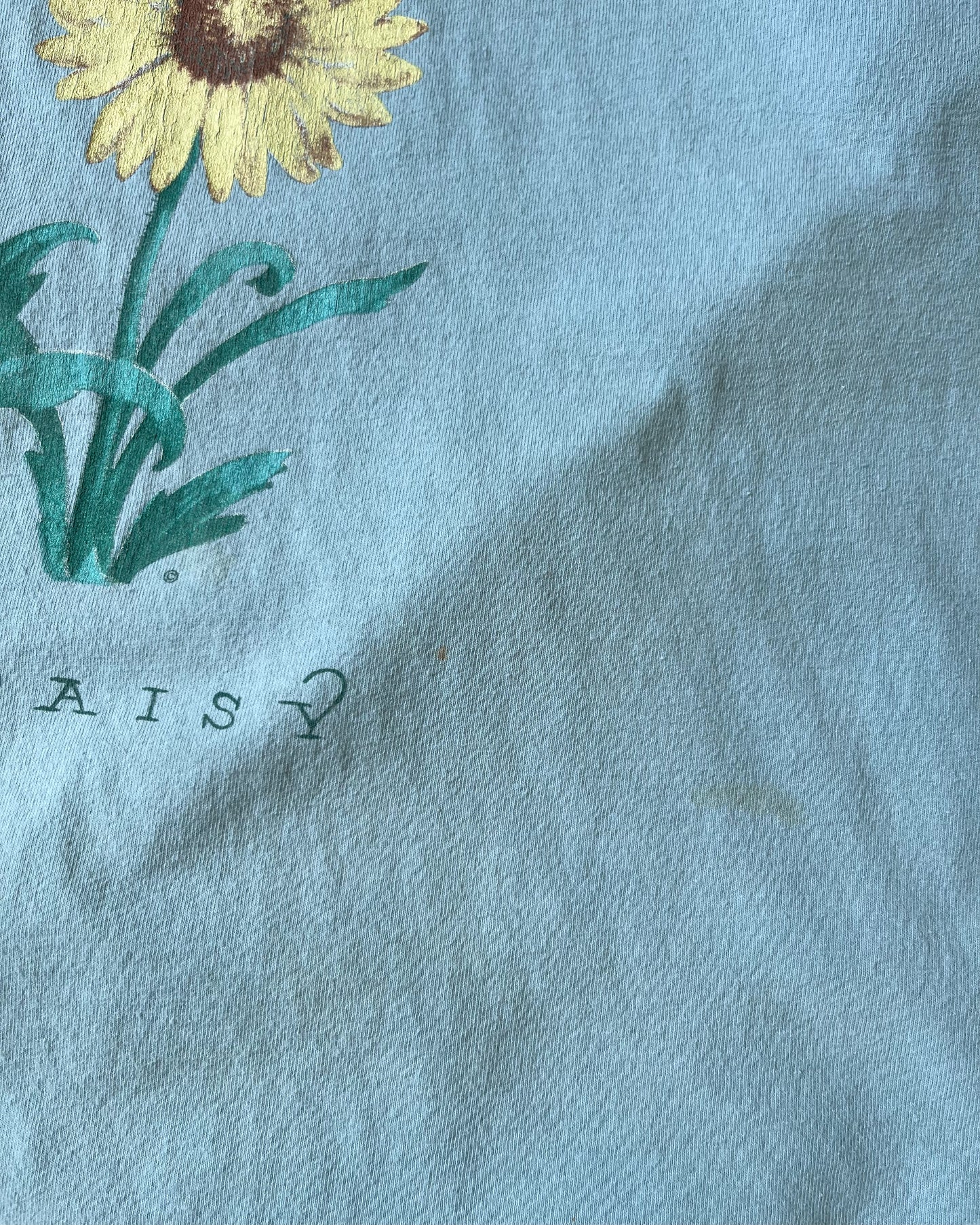 1990s - Aqua Oxeye Daisy T-Shirt - XL
