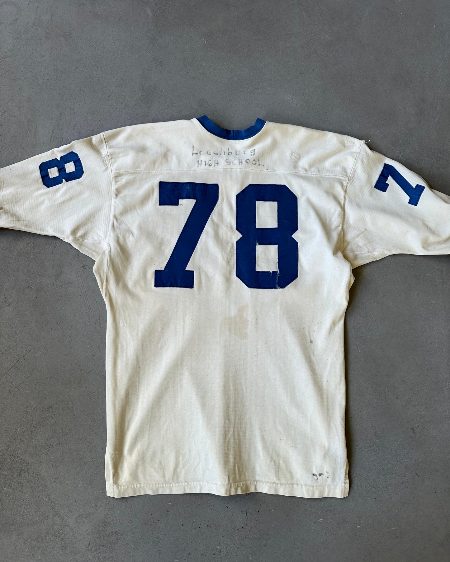 1960s - White/Blue 78 Repaired Jersey - XL