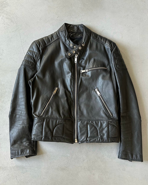 1980s - Black Cafe Leather Jacket - M