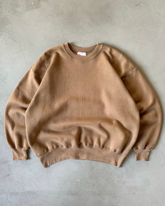 1990s - Light Brown Blank Crewneck - L