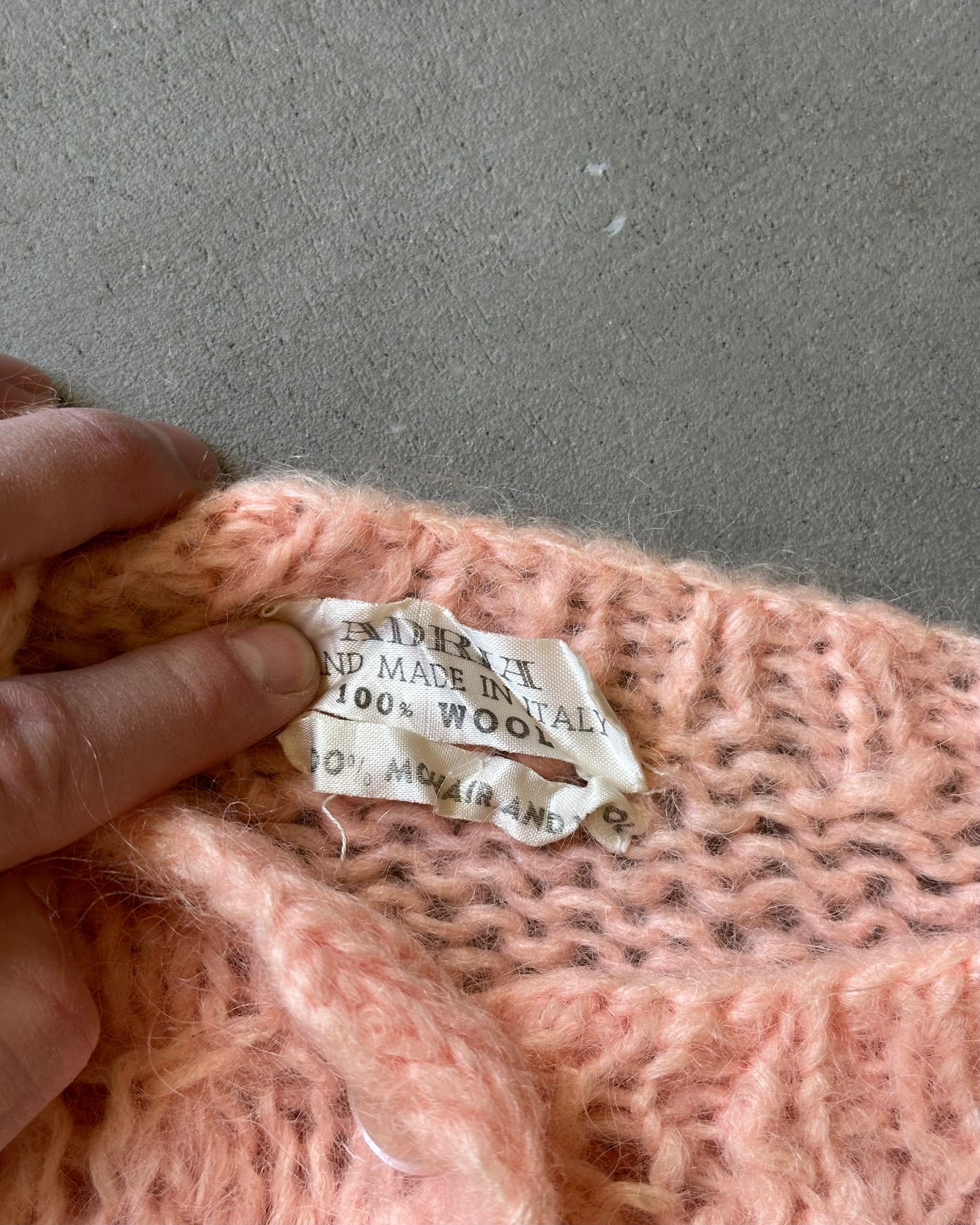 1970s - Light Pink Adria Wool Cardigan - (W)M