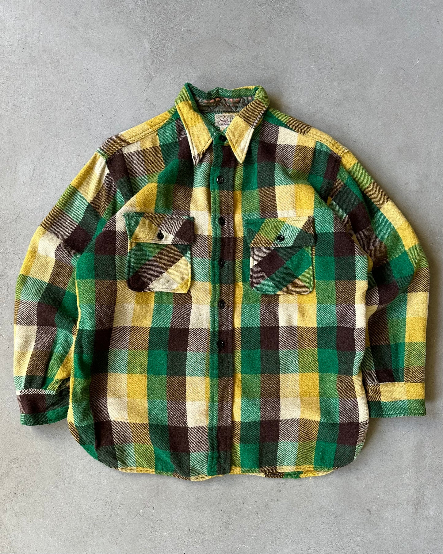 1960s - Green/Multi Five Brothers Wool Flannel - M/L
