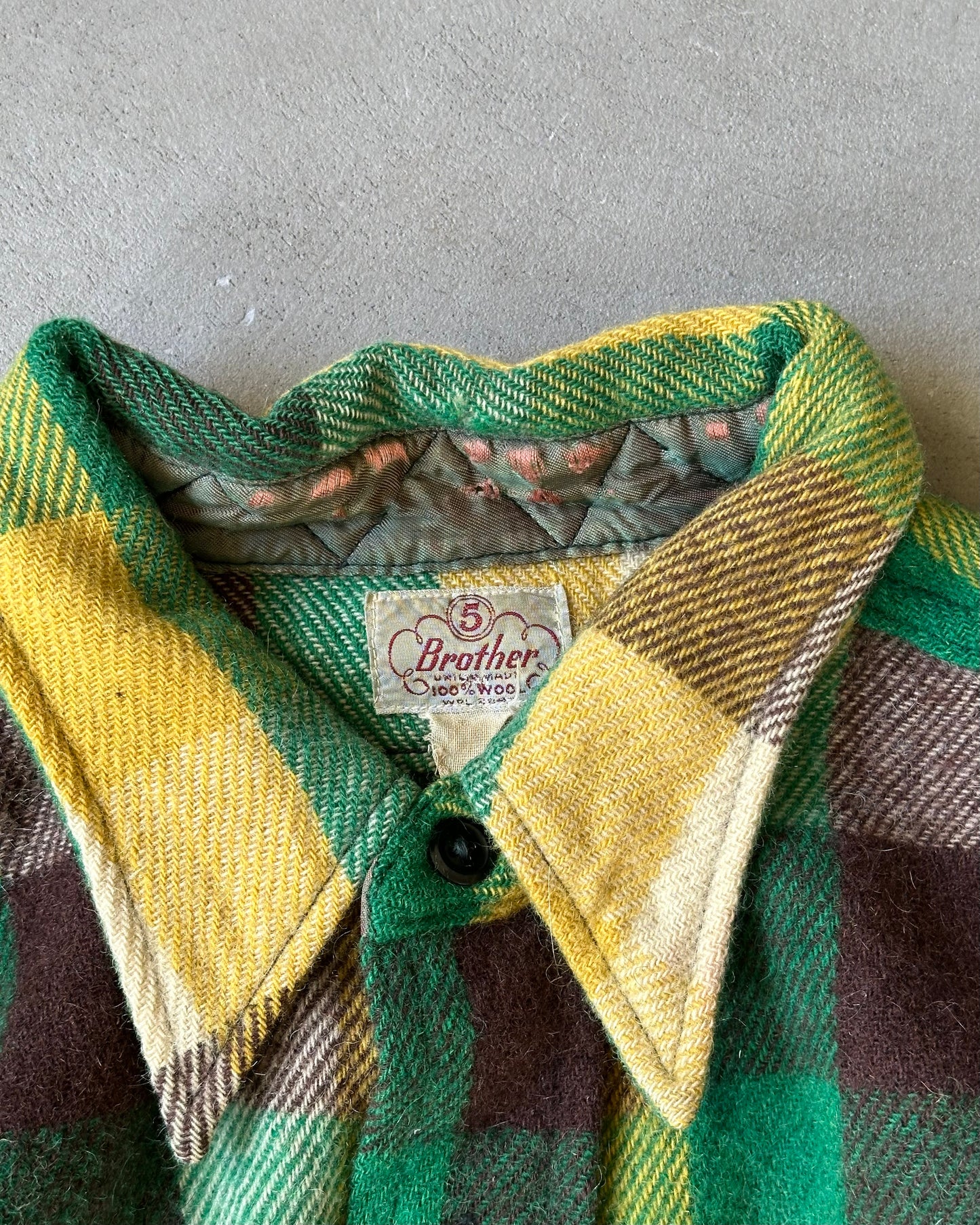 1960s - Green/Multi Five Brothers Wool Flannel - M/L