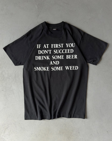1990s - Black "If You Don't Succeed" T-Shirt - M