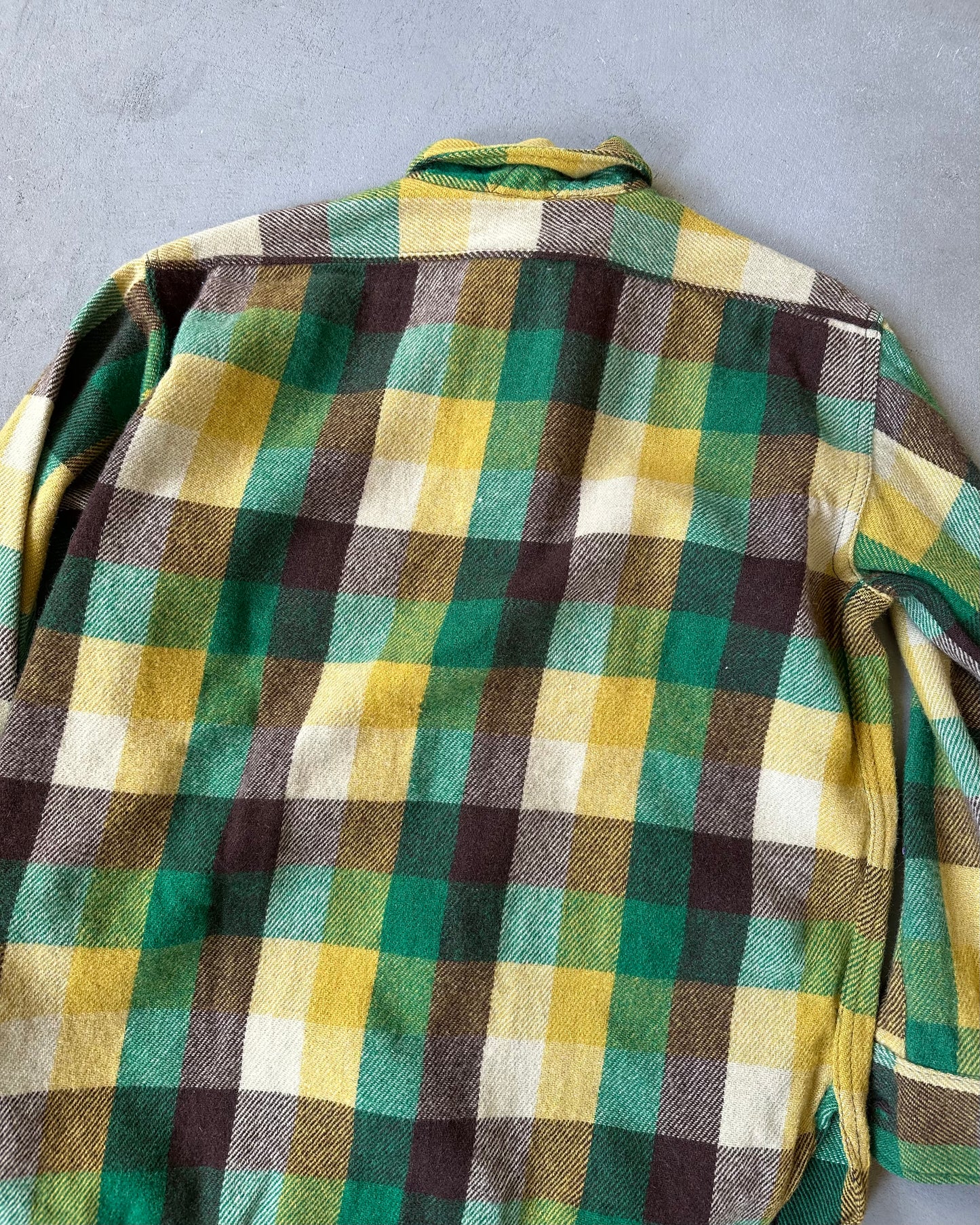 1960s - Green/Multi Five Brothers Wool Flannel - M/L