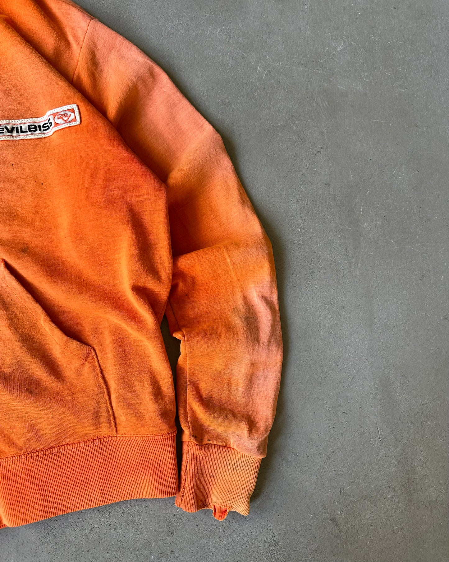1970s - Distressed Orange Devilries Zip Up Hoodie - M