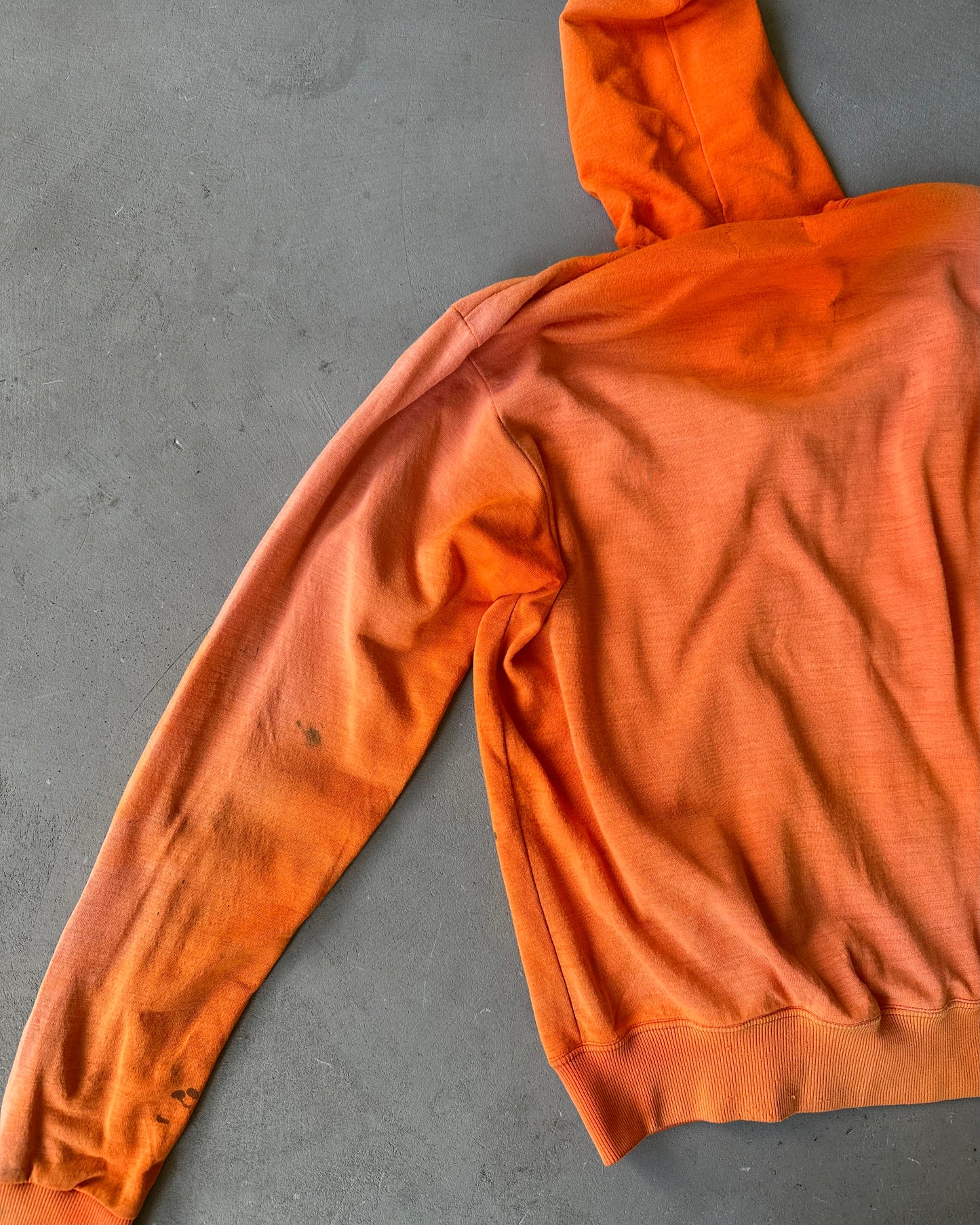 1970s - Distressed Orange Devilries Zip Up Hoodie - M