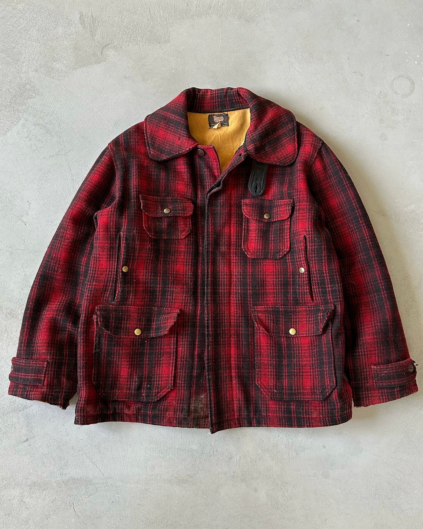 1960s - Red/Black Woolrich Plaid Hunting Jacket - L/XL