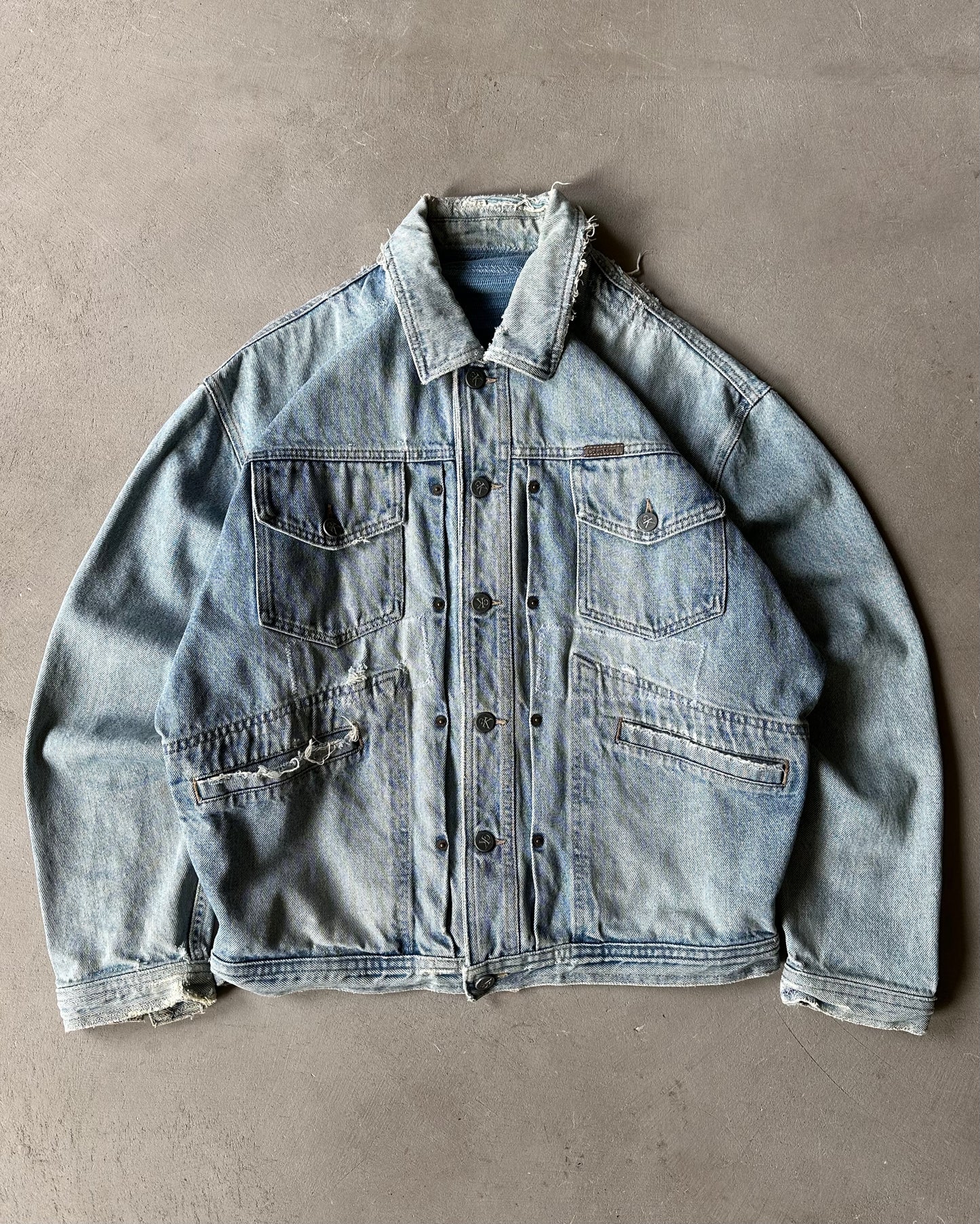 1980s - Distressed Calvin Klein Denim Jacket - L