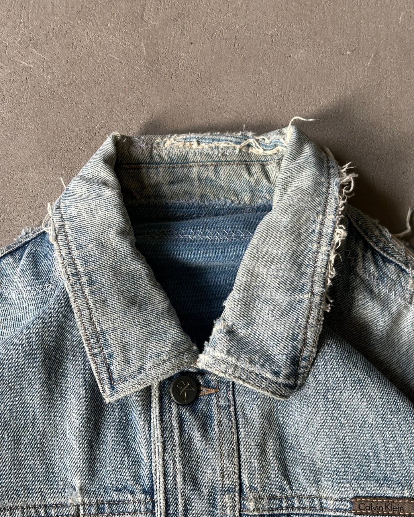 1980s - Distressed Calvin Klein Denim Jacket - L