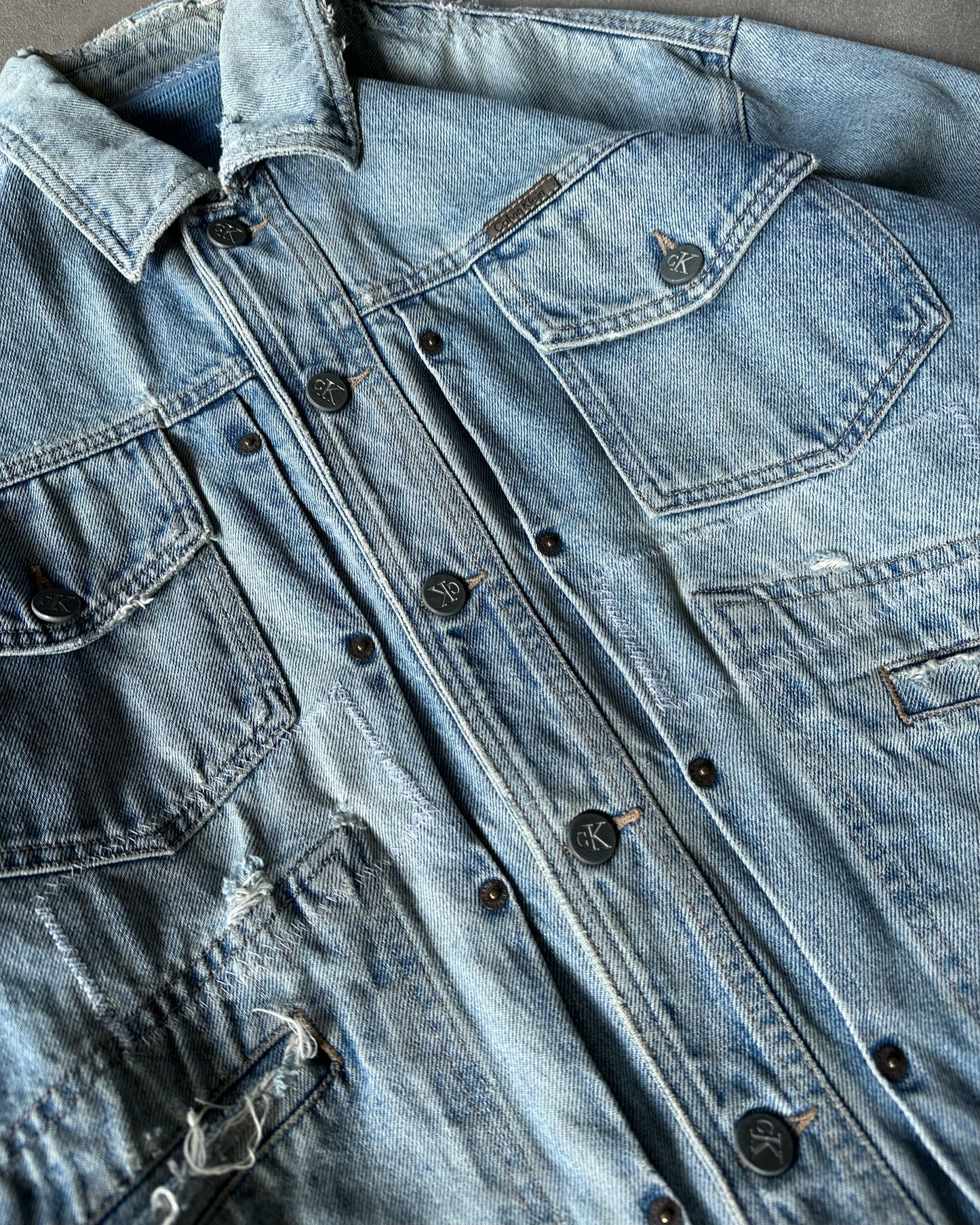 1980s - Distressed Calvin Klein Denim Jacket - L