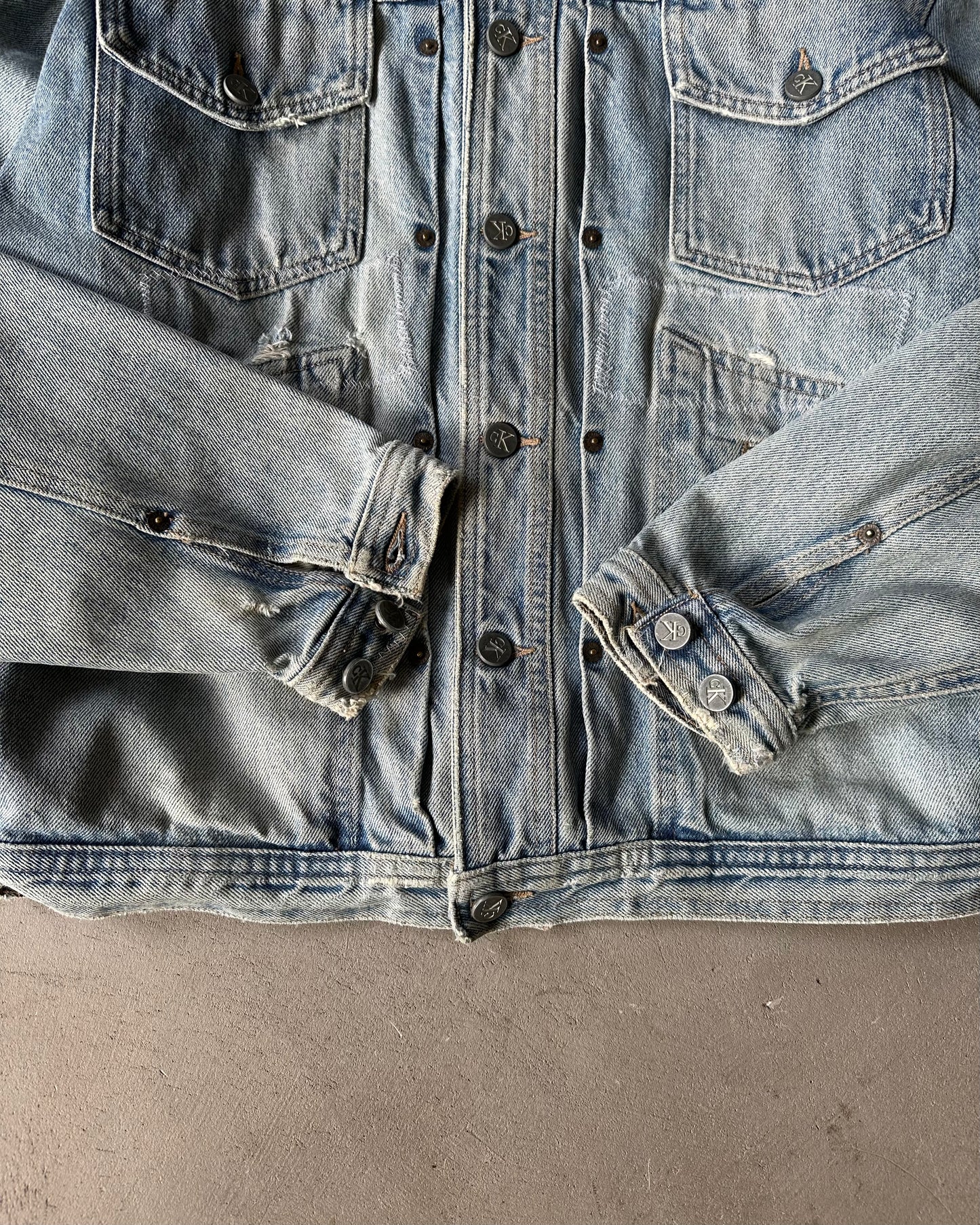1980s - Distressed Calvin Klein Denim Jacket - L