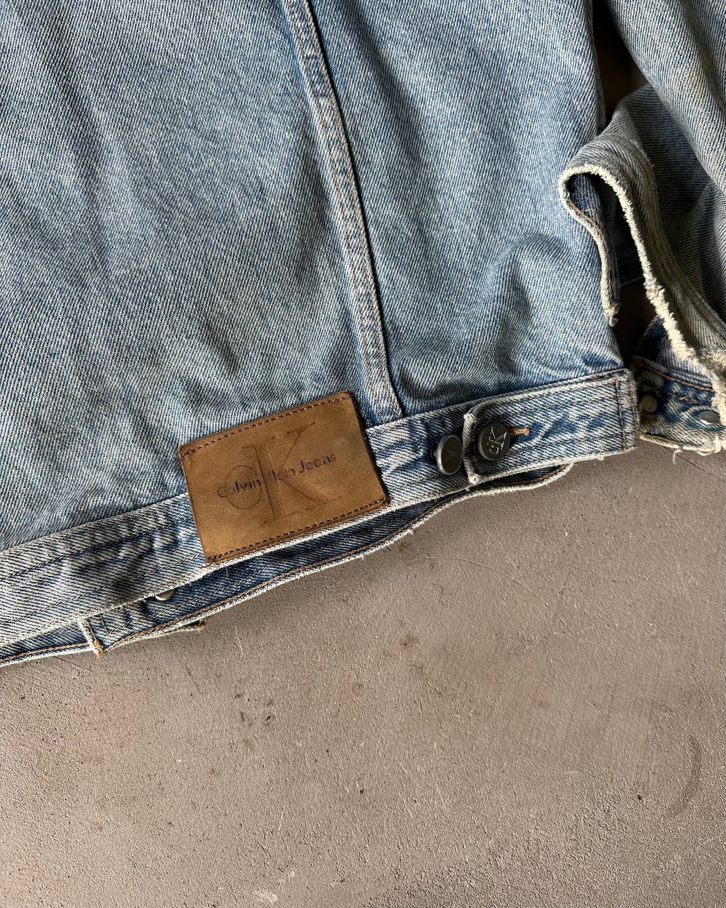 1980s - Distressed Calvin Klein Denim Jacket - L