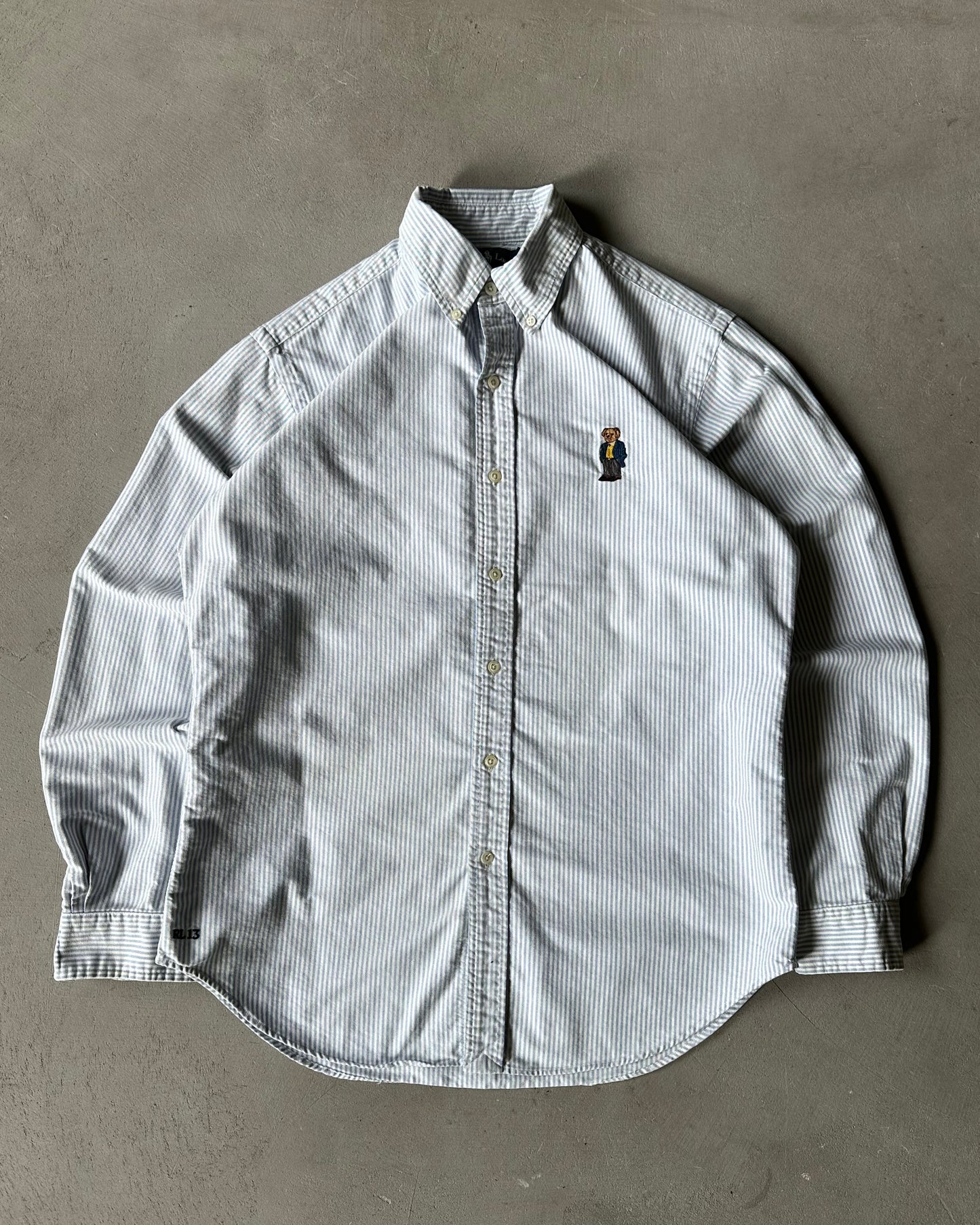 1990s - White/Blue Polo RL Shirt - M