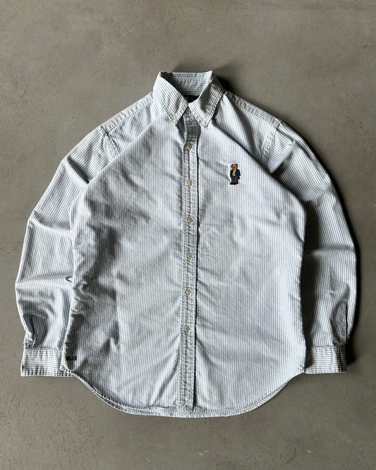 1990s - White/Blue Polo RL Shirt - M