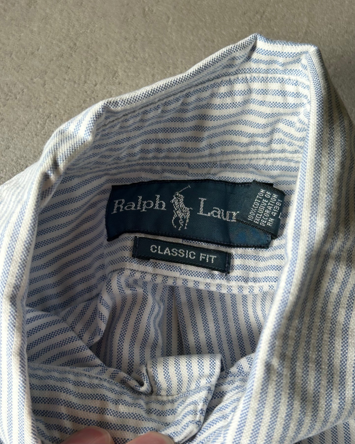 1990s - White/Blue Polo RL Shirt - M