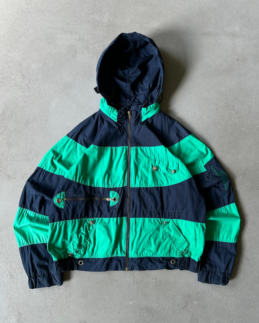 1990s - Green/Navy Striped Light Jacket - M
