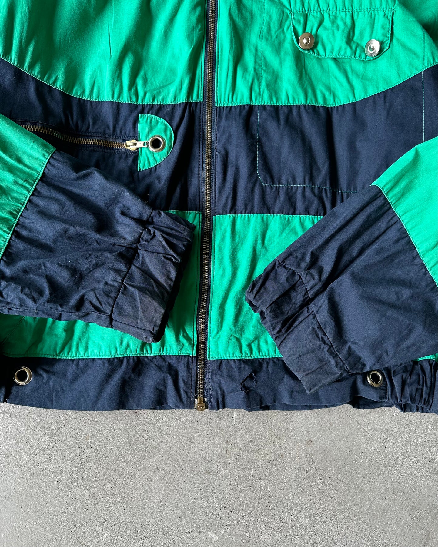 1990s - Green/Navy Striped Light Jacket - M