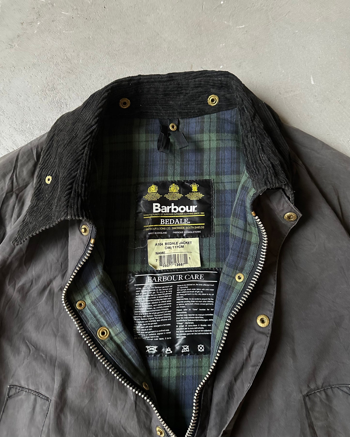 1990s - Charcoal Barbour Bedale Jacket - L