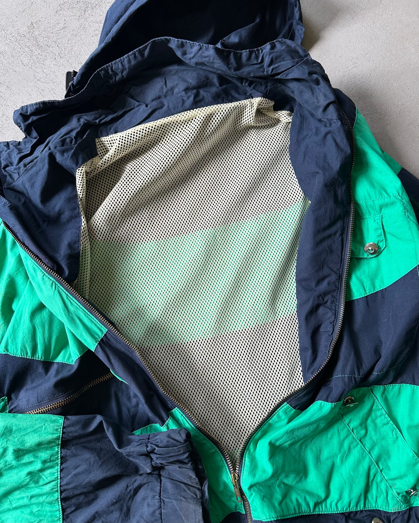 1990s - Green/Navy Striped Light Jacket - M