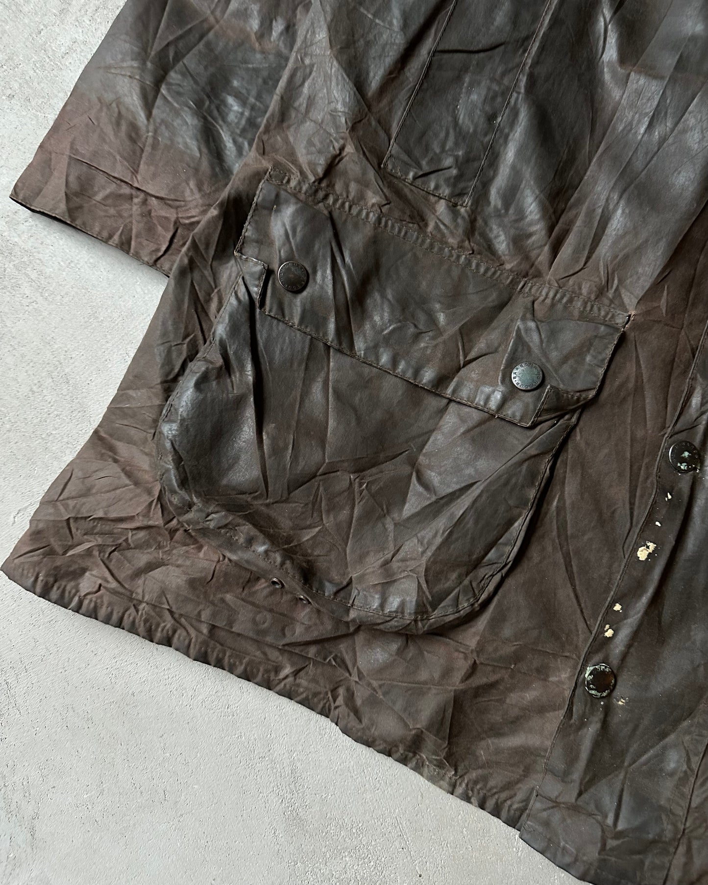 1990s - Distressed Brown Barbour Gamefair Jacket - 48