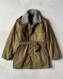 1980s - Khaki Military Faux Fur Lined Coat - M