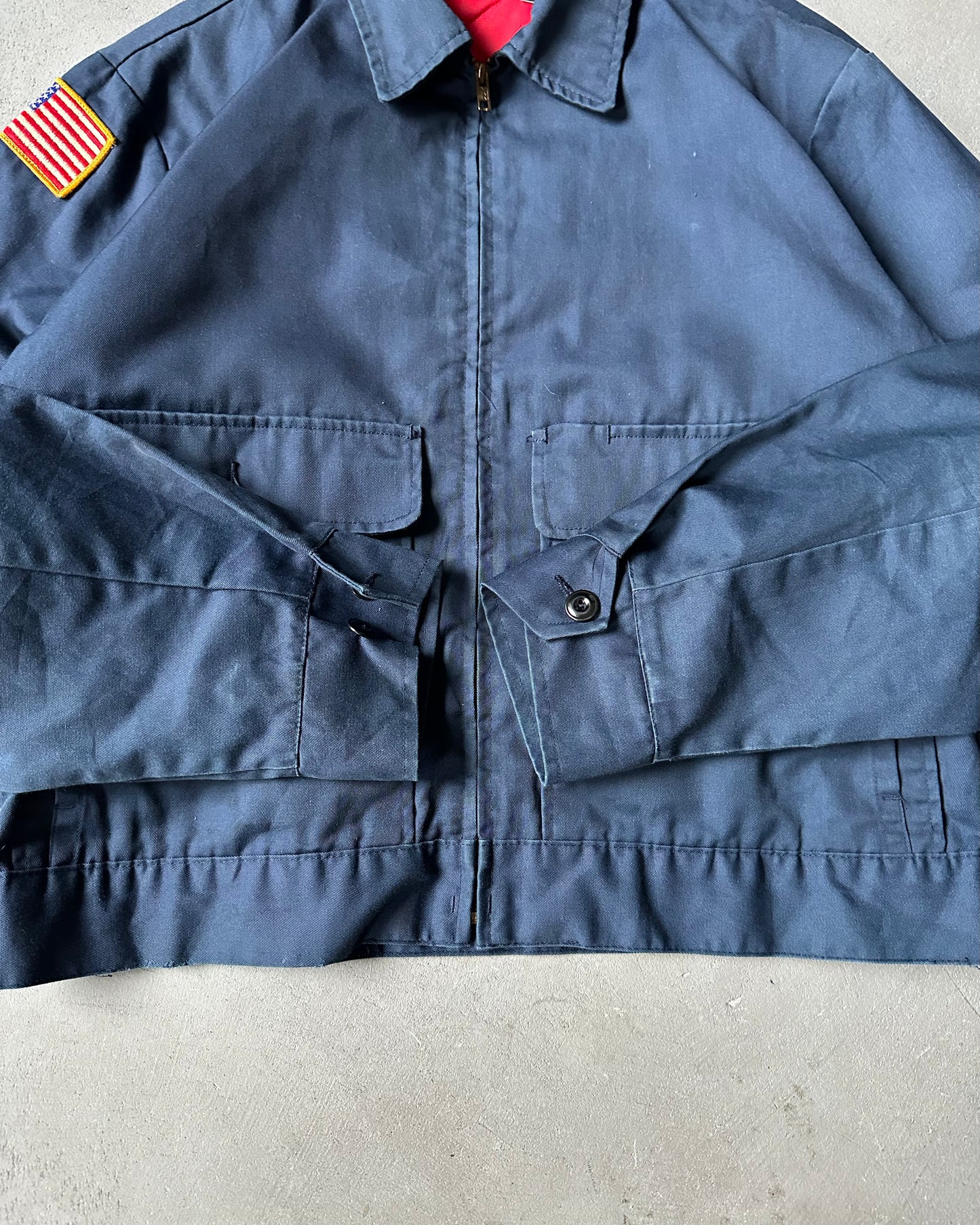 1980s - Navy U.S Flag Work Jacket - L