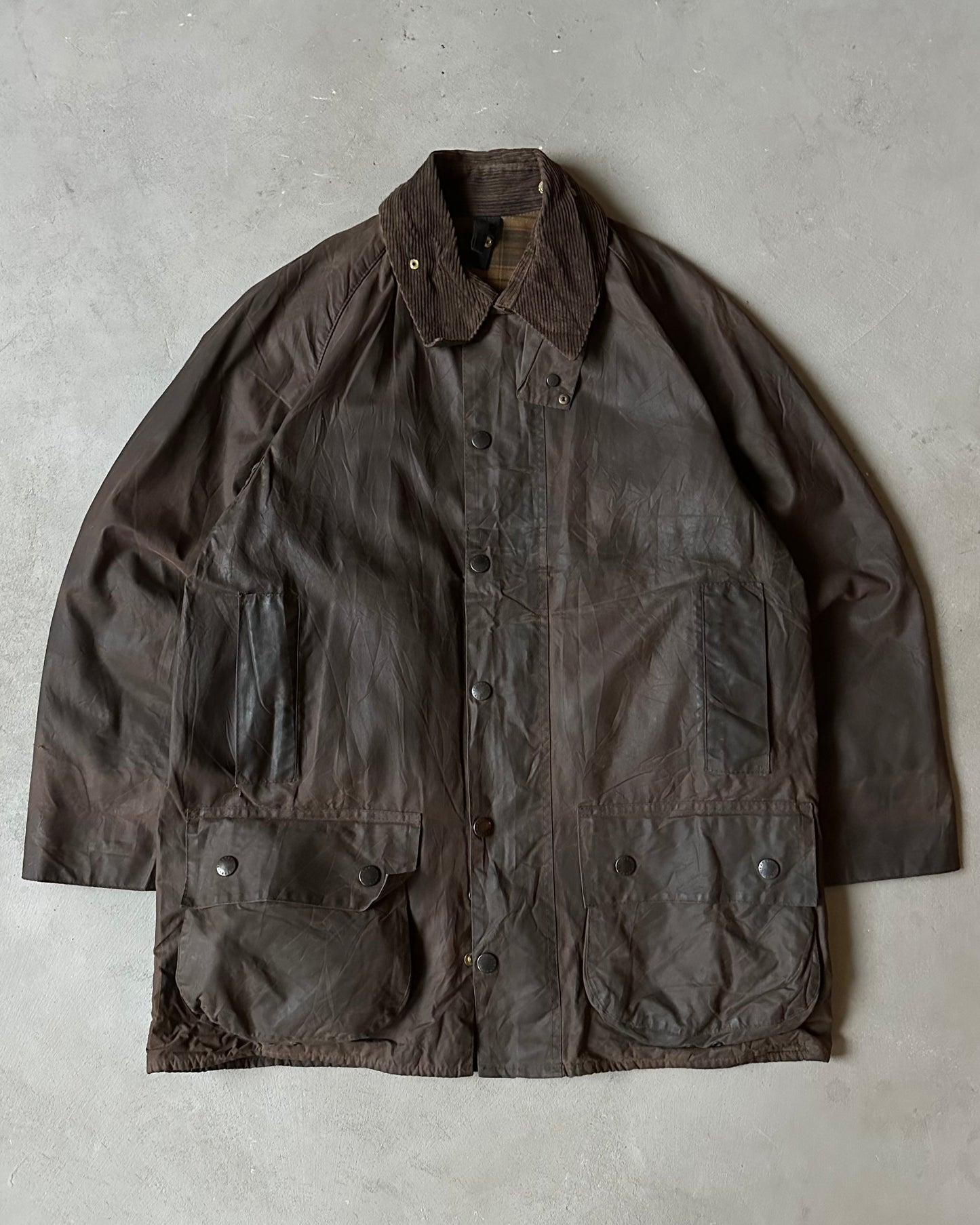 1990s - Distressed Brown Barbour Beaufort Jacket - 40