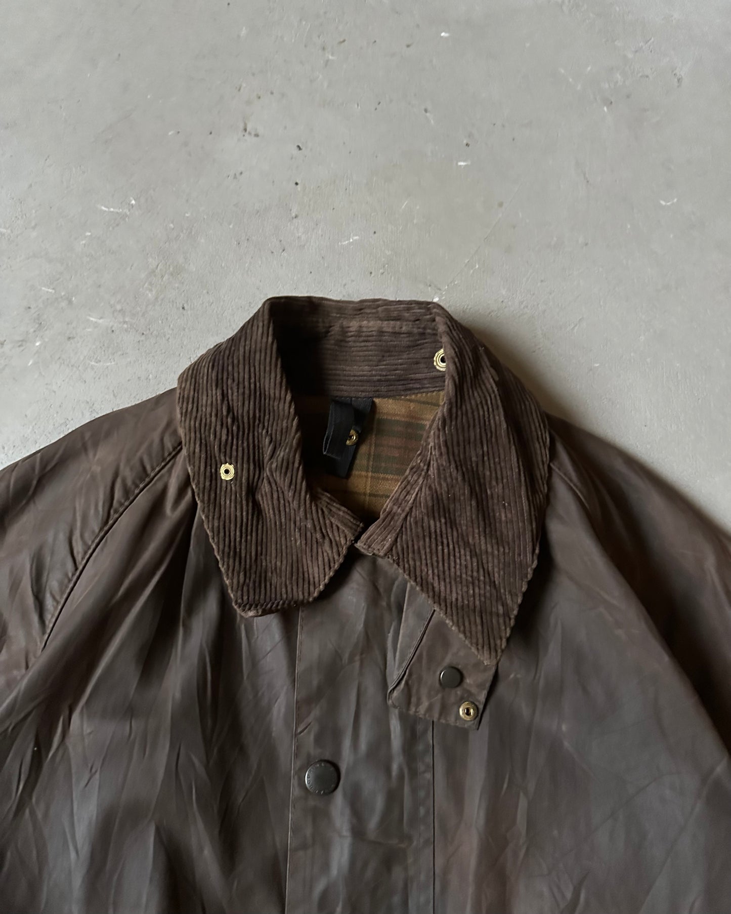 1990s - Distressed Brown Barbour Beaufort Jacket - 40