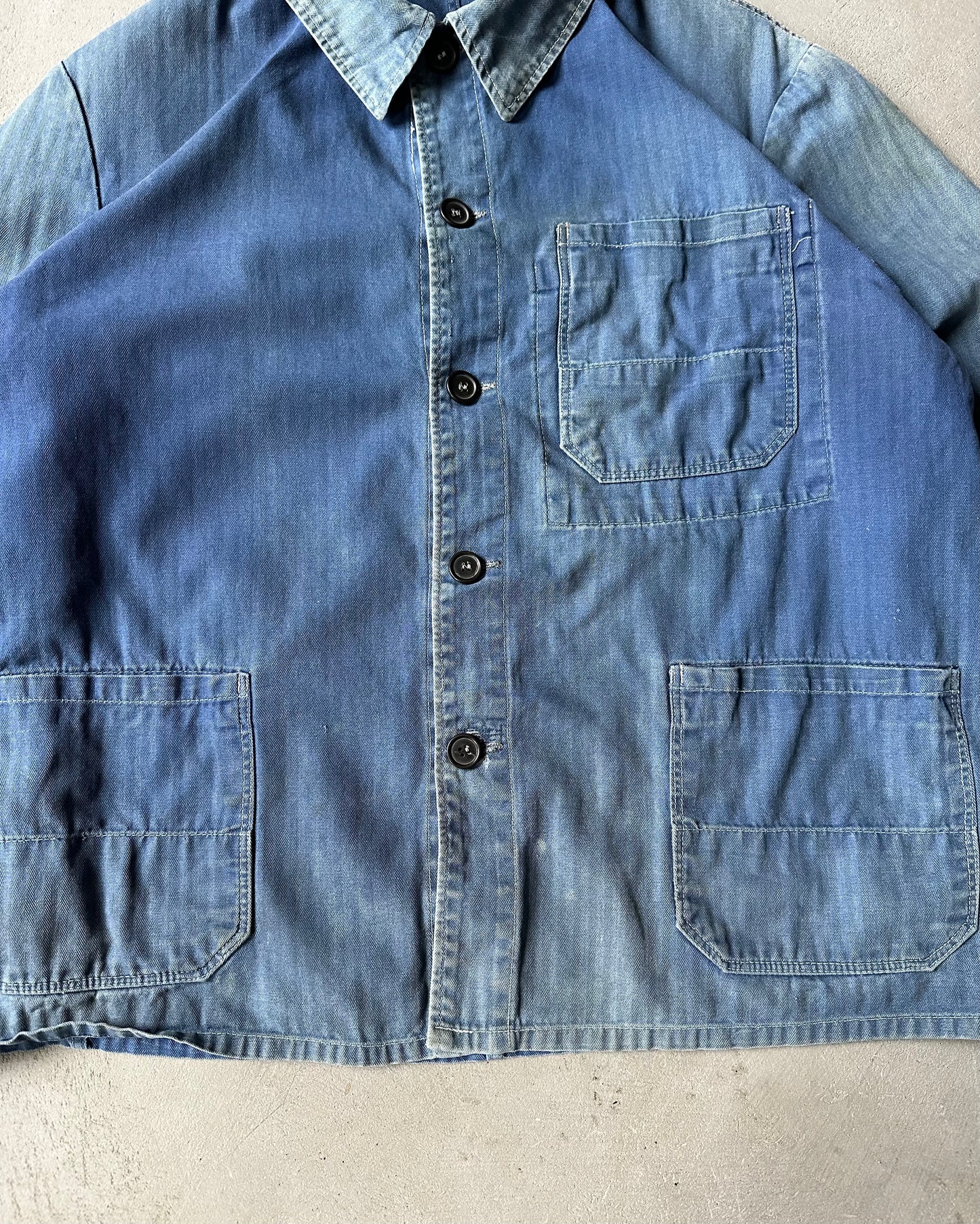 1970s - Faded Blue HBT Euro Chore - L