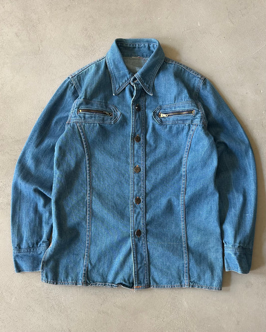 1970s - Denim Western Shirt - S