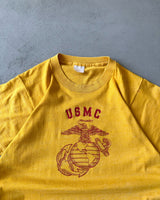 1980s - Distressed Yellow USMC T-Shirt - S