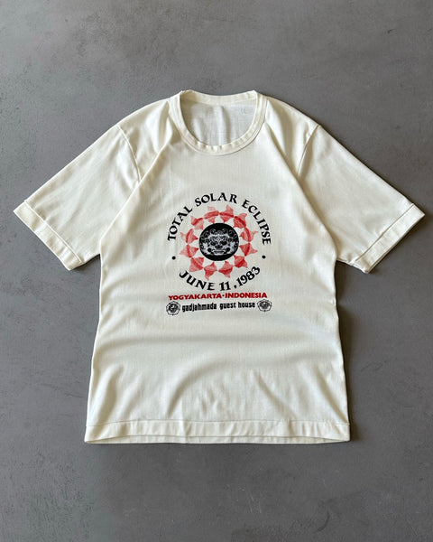 1980s - Cream Solar Eclipse Indonesia T-Shirt - (W)XL