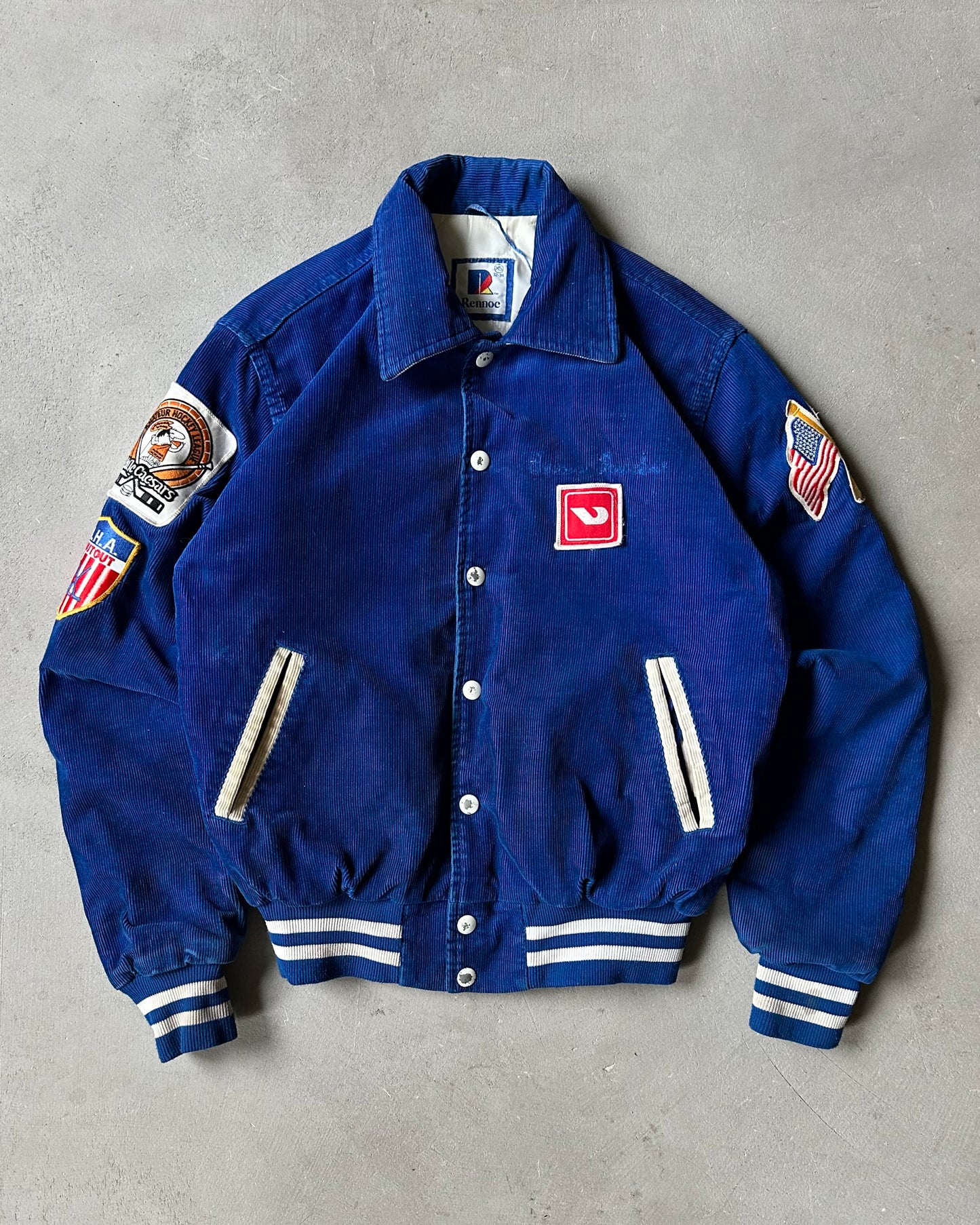 1970s - Distressed Blue USA Hockey Club Varsity Jacket - XS